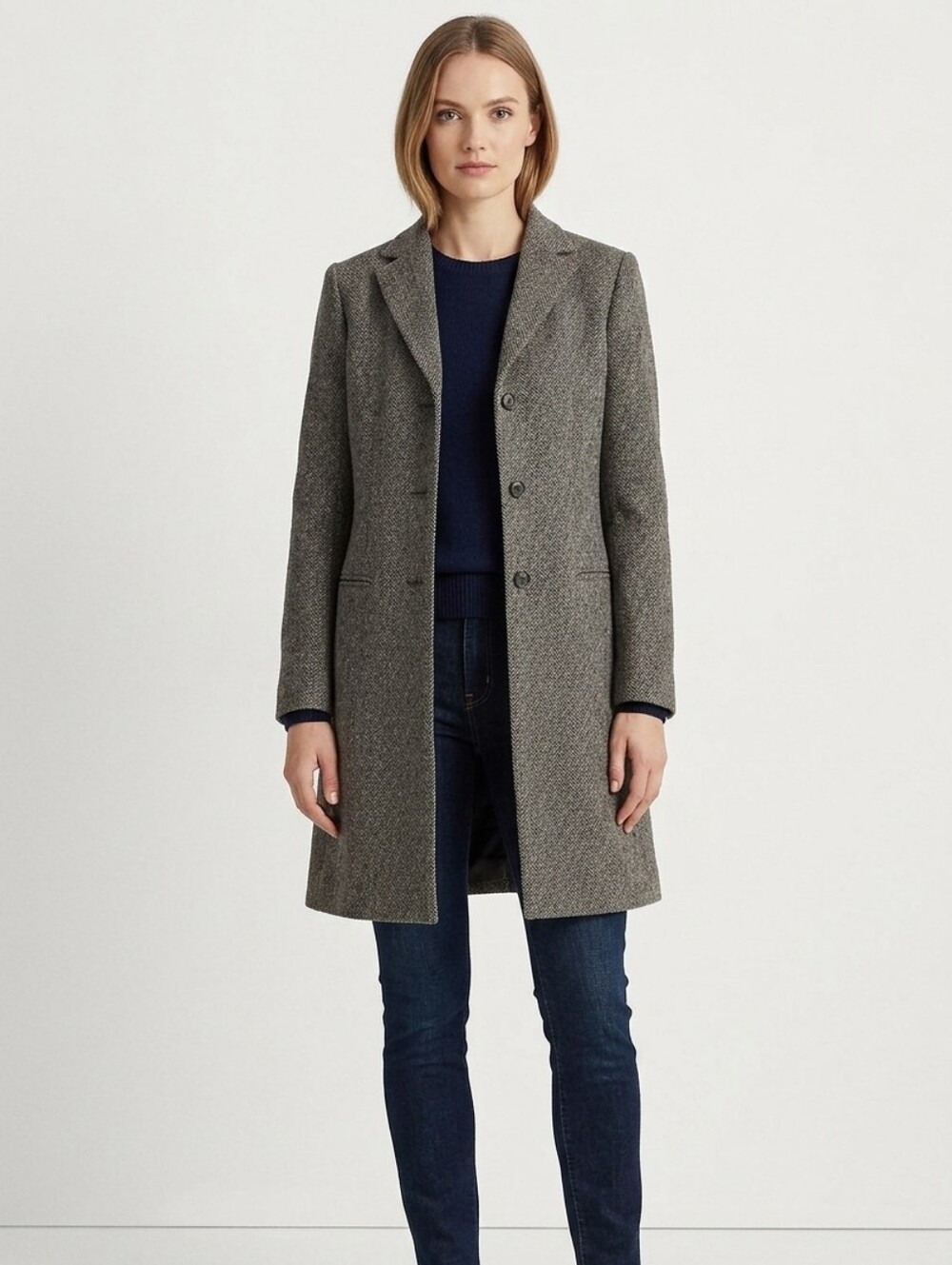 Lauren Ralph Lauren Vintage Petite Size 12P Lambs Wool Herringbone Car Coat EVC